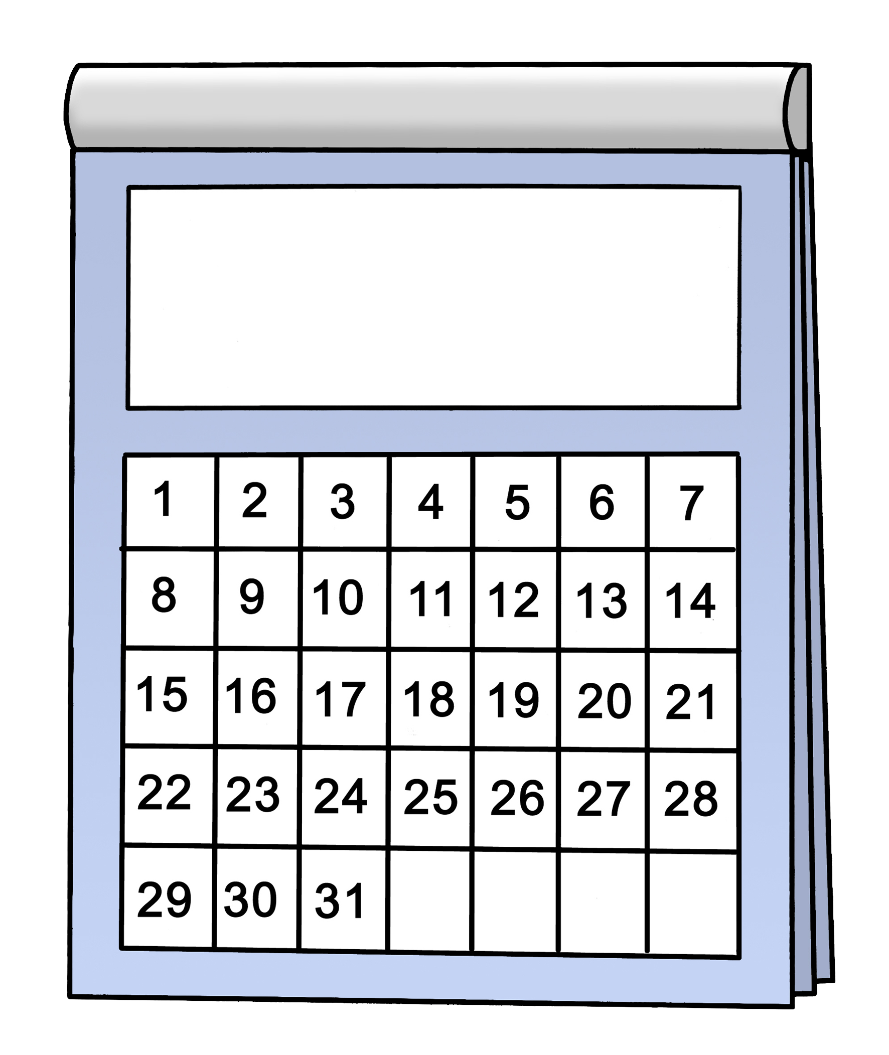 Kalenderblatt mit 31 Tagen